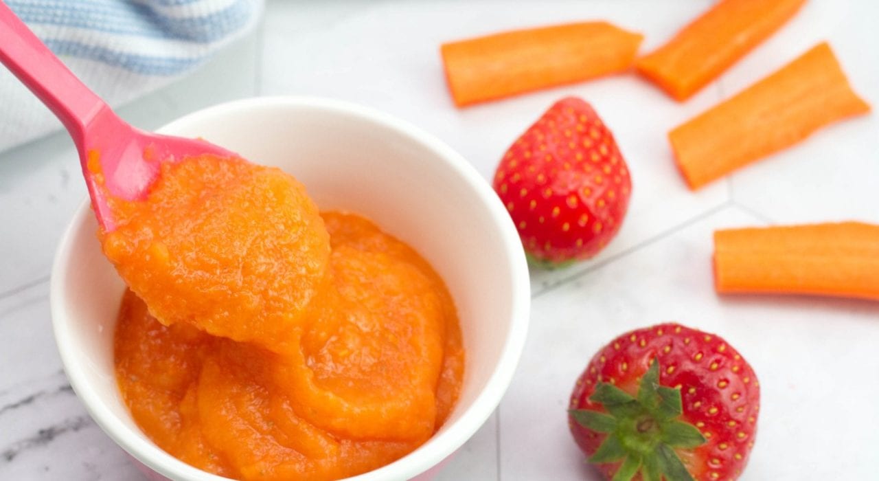 Vitamin C Packed Mango Puree for baby - carrot strawberries and mango puree - baby weaning recipes