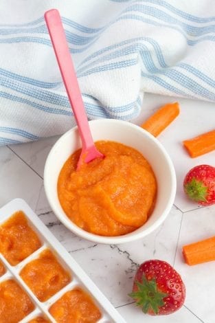 Vitamin C Packed Mango Puree for baby - carrot strawberries and mango puree - baby weaning recipes