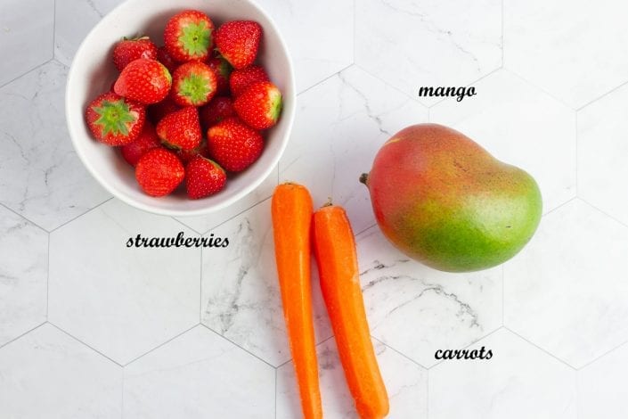 Vitamin C Packed Mango Puree for baby - carrot strawberries and mango puree - baby weaning recipes