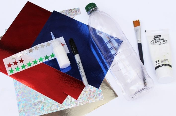 Plastic bottle spaceship craft - make a rocket out of recycled bottles with this fun kids craft