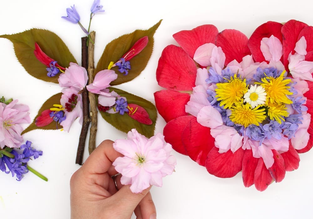 Flower petal art for kids - nature crafts for kids - flower paintings