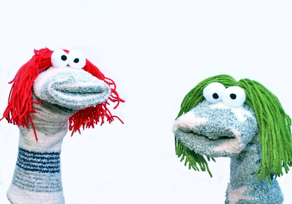 no sew sock puppets - how to make your own diy puppets - kids can play with these homemade hand puppets