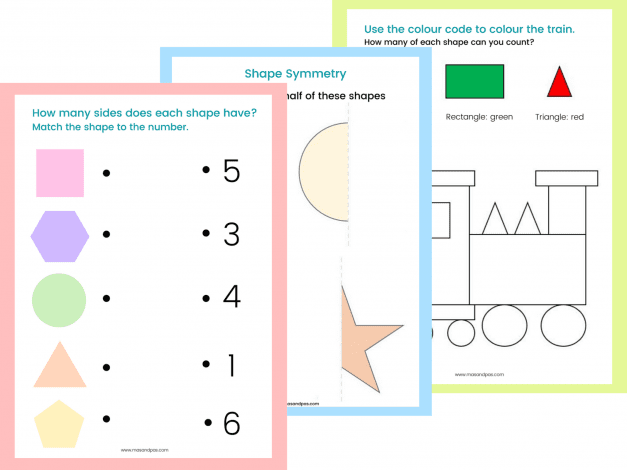 2D Shapes Activity Pack - Free printable downloads - learn about 2D shapes 