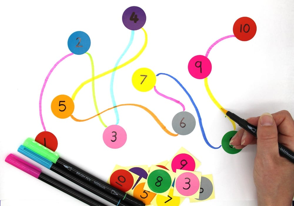 Practice Ordering Numbers with Number Dots - a playtime learning activity to help young kids recognise numbers and put numbers in order