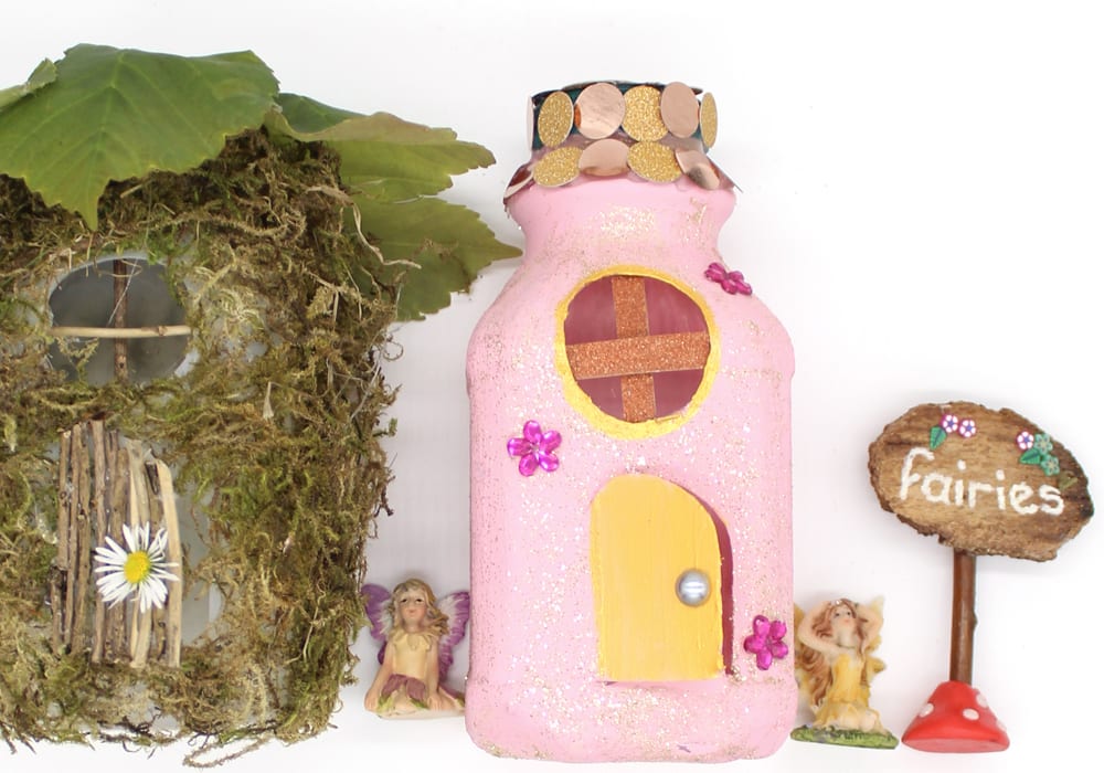 Milk carton fairy houses - beautiful fairy craft for indoor kids activities