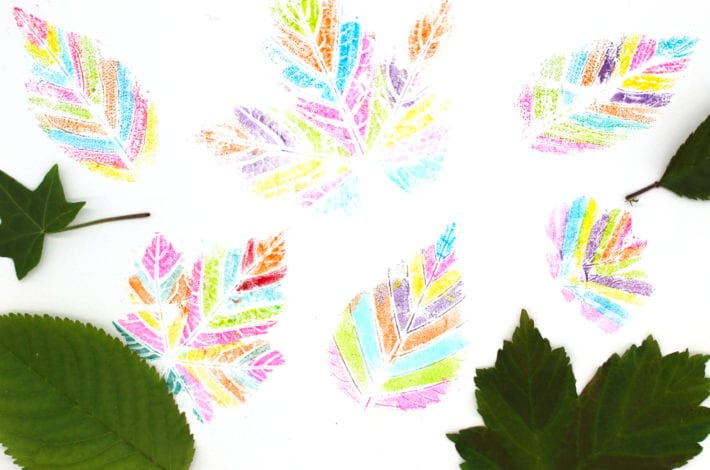 Rainbow Leaf Prints- with Washable Marker - The Kitchen Table