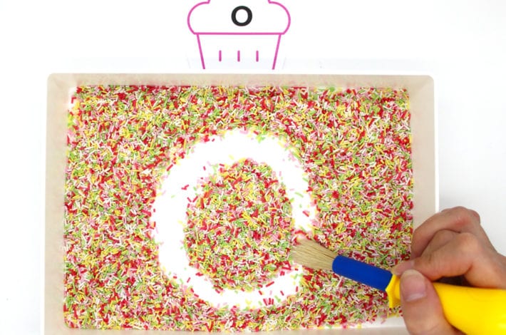 Rainbow Sprinkle Letters - Montessori Writing Tray - practise letter formation