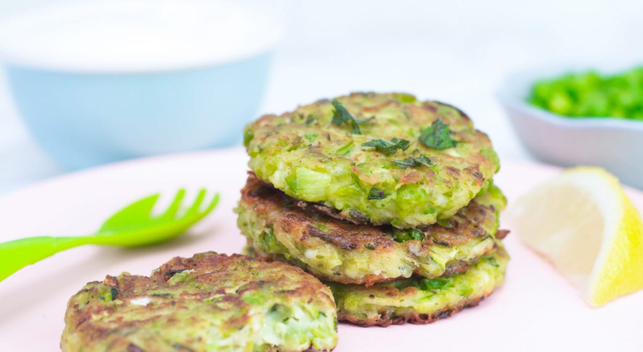 Green pea fritters - pea patties - healthy toddler meals