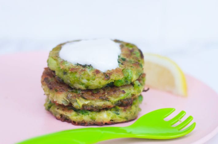 Green pea fritters - pea patties - healthy toddler meals