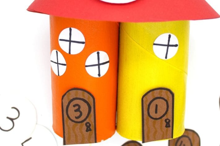 Number bond activity with gnome home towers - learn to add (12)