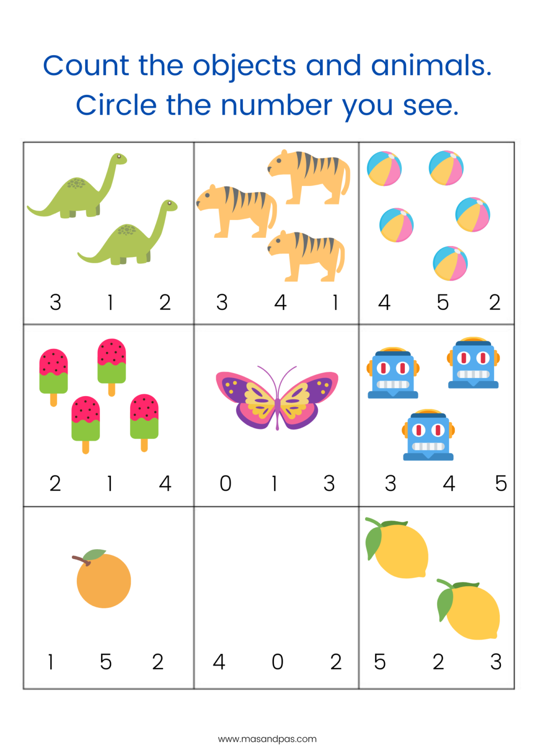 Identifying Numbers 1 5 Worksheets