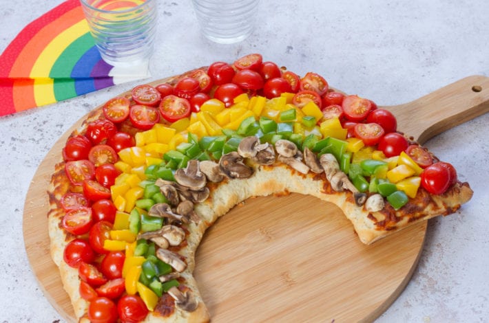 Rainbow pizza - healthy pizza recipe for kids full of vegetables
