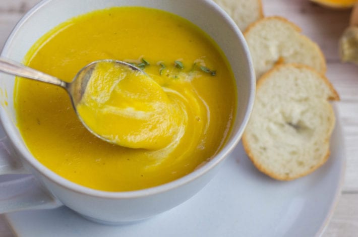 Toddler soup with butternut squash carrot and apple - a tasty and wholesome meal for toddlers and for family dinners