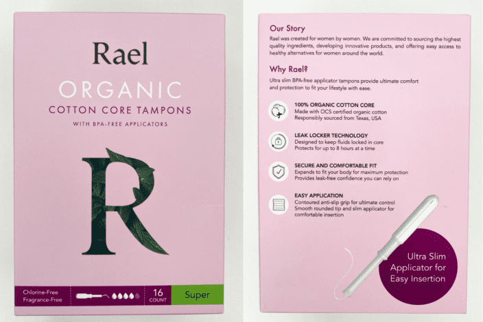 Cora vs Rael - Rael organic tampon review - Cora organic tampon review - best organic tampons - best organic tampon subscriptions collage