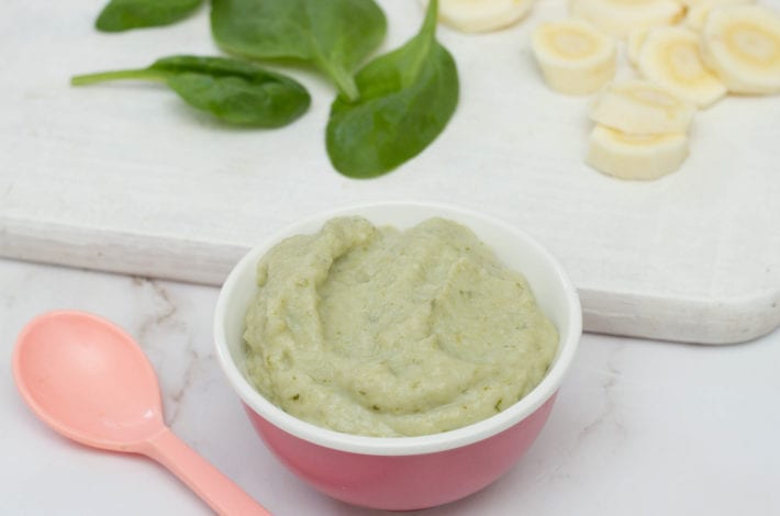 Parsnip and spinach puree - weaning recipe for baby