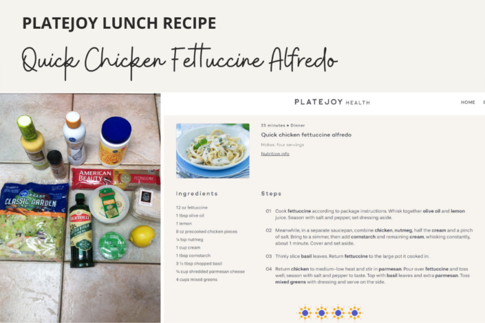 Platejoy Recipes - Lunch Recipe Fettuccine - Platejoy Review