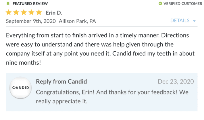 Candid aligner customer review 