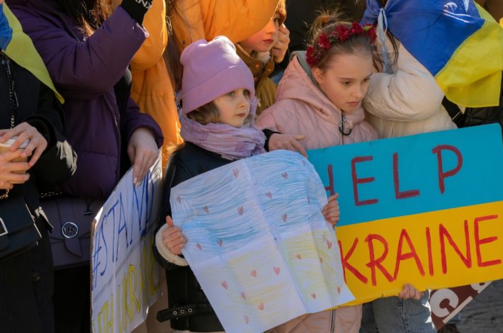 Ukraine children protest